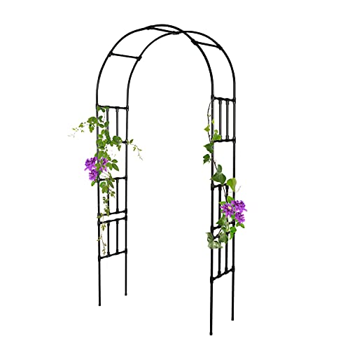 Garden Arch Trellis for Climbing Plants Outdoor Steel Arch Arbor Backyard Lawn Archway for Garden Bridal Wedding Metal Arch Frame Rose Arbor Party Decoration Black