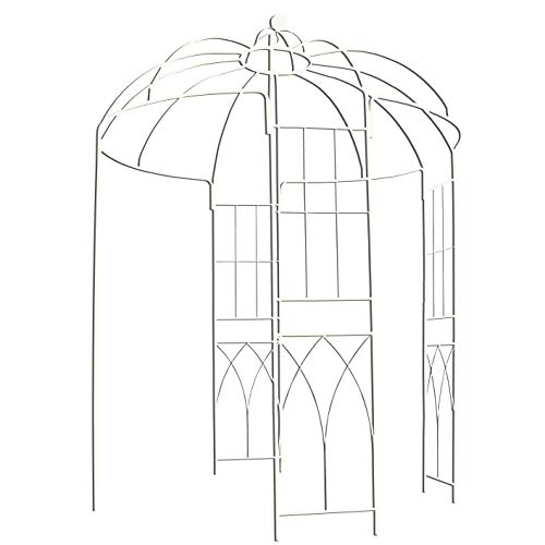 OUTOUR French Style Birdcage Shape Heavy Duty Gazebo 9 Highx 66 Wide Pergola Pavilion Arch Arbor Arbour Plants Stand Rack for Wedding Outdoor Garden Lawn Backyard PatioClimbing VinesRosesWhite