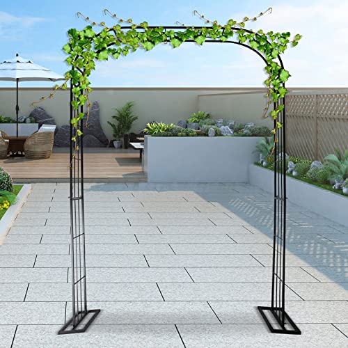 Outdoor Garden Arch Metal Wedding Arch Garden Arbor Black Lawn Backyard Patio Party Trellis for Various Climbing Plants Roses Vines