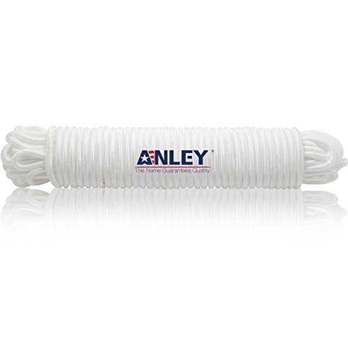Anley 80 Feet x 14 Flag Pole Halyard Rope Suitable for Climbing Swing Camping Tent Clothesline and Boats  Double Braided Compatible with Flagpoles Up to 35 Feet (White)