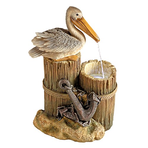 Coastal Decor Water Fountain with LED Light  Pelicans Seashore Roost Garden Decor Fountain  Outdoor Water Feature