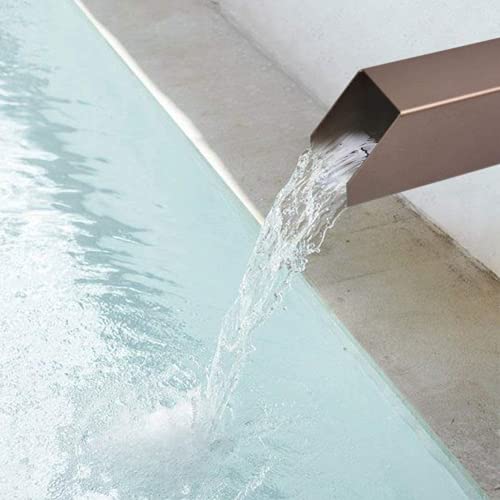 PONDO 8 Inch Square Water Fountain Spout Scupper 316 Nickel Brushed Stainless Steel Pool Scupper Spillway Fountain for Garden Pool Pond Fountain Water Feature (Brown)
