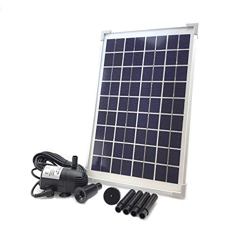 10W Solar Water Pump KIT DC Brushless Submersible Water Pump 196 GpH with 18V 10W Solar Panel for Solar Fountain Fish Pond and Aquarium (No Backup Battery)