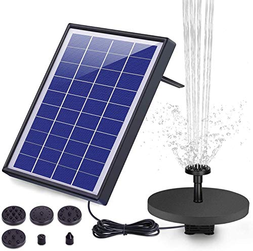 AISITIN 65W Solar Fountain Pump Solar Water Pump Floating Fountain Builtin 1500mAh Battery with 6 Nozzles for Bird Bath Fish Tank Pond or Garden Decoration Solar Aerator Pump