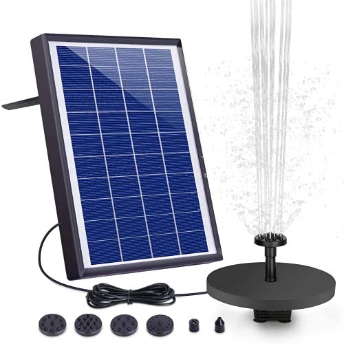 AISITIN 65W Solar Fountain Pump Solar Water Pump Floating Fountain Builtin 1500mAh Battery with 6 Nozzles for Bird Bath Fish Tank Pond or Garden Decoration Solar Aerator Pump