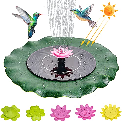 Houele Solar Fountain Pump Lotus leaf wrap6V1W Solar Fountain with 9 NozzleFree Standing Floating Solar Powered Water Fountain Pump for PondPoolFish TankAquariumGardenPatio