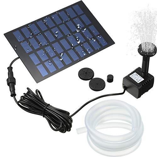 Mudder Solar Fountain Pump Solar Powered Panel Water Pump Garden Floating Pump with 4 Nozzles and 32 ft Silicone Clear Tubing for Pond Fountain Bird Bath Garden Decoration Water Cycling