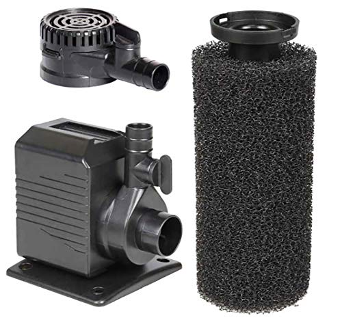 Spaces Places DP430 Pump for Ponds Fountains Gardens Aquariums Statuary or Small Water Displays 8216 Power Cord and Foam PreFilter 82 Max Height Black