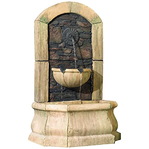 Lamps Plus Serena Rustic Outdoor Wall Water Fountain 50 High Tiered Tuscan Village for Yard Garden Patio Deck Home  John Timberland