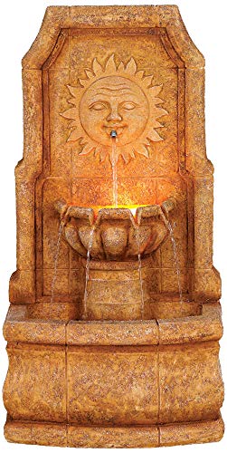 Sun Villa Outdoor Wall Water Fountain with Light LED 37 High 2 Tiered for Yard Garden Patio Deck Home  John Timberland