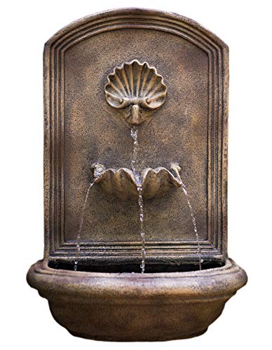 The Napoli Outdoor Wall Fountain  Florentine Stone Finish  Water Feature for Garden Patio and Landscape Enhancement