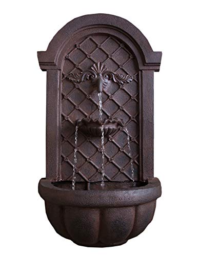 The Manchester  Outdoor Wall Fountain  Weathered Bronze  Water Feature for Garden Patio and Landscape Enhancement