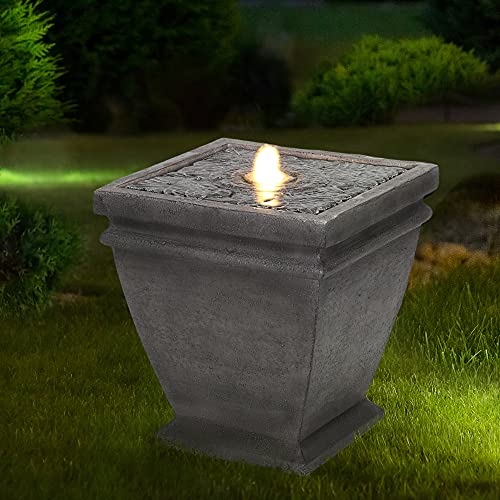 Glitzhome 175 H Garden Waterfall Fountain with LED Lights Decorative Elegant Stone Sculpture Pattern Polyresin Outdoor Water Fountain for Yard Floor Patio Backyard and Home Art Decor