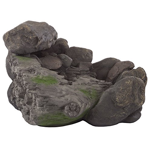 Outdoor Water Fountain With Stone Waterfall Natural Looking Rock and Soothing Sound for Decor on Patio Lawn and Garden By Pure Garden