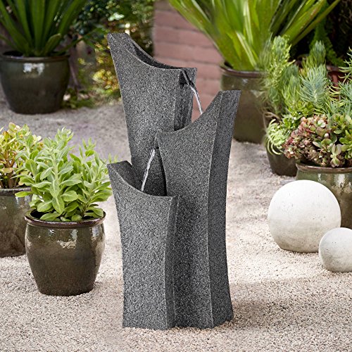 John Timberland Exton Zen Modern Outdoor Floor Water Fountain 30 34 High Cascading Arched for Yard Garden Patio Deck Home