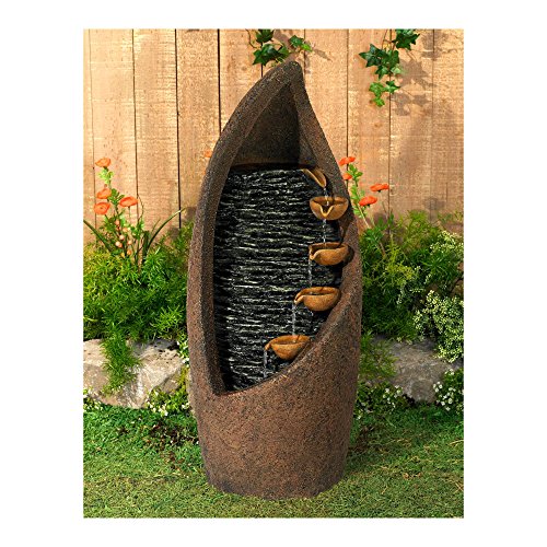 John Timberland Modern Cascade Rustic Outdoor Floor Water Fountain with Light LED 34 12 High Southwestern Cascading for Yard Garden Patio Deck Home