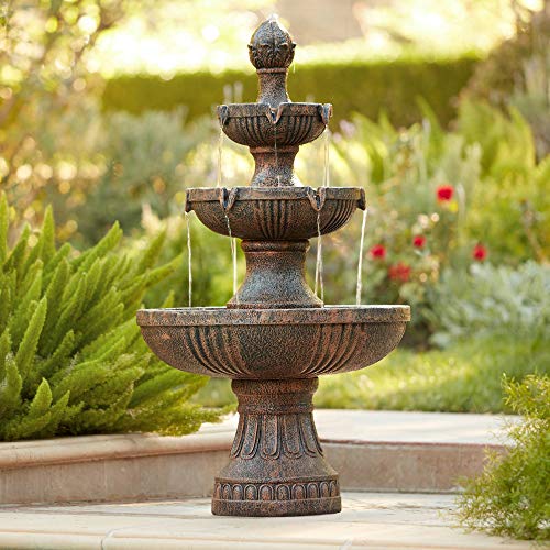 John Timberland Ravenna Italian Outdoor Floor Water Fountain 43 High 3Tiered Floor Cascading for Yard Garden Lawn