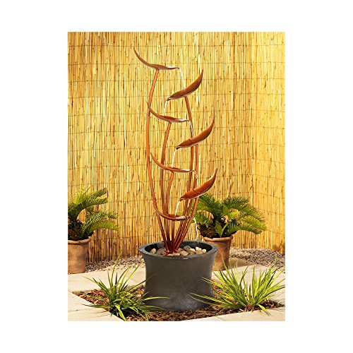 John Timberland Tiered Copper Leaves Rustic Modern Outdoor Floor Water Fountain 41 High Cascading for Yard Garden Patio Deck Home