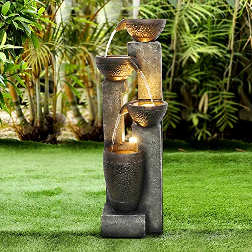 Fierre Shann Agoodping 40 4Tier Pots Outdoor Garden Water Fountain  Outdoor Water Fountain for Yard Floor Patio Backyard and Home Art Decor