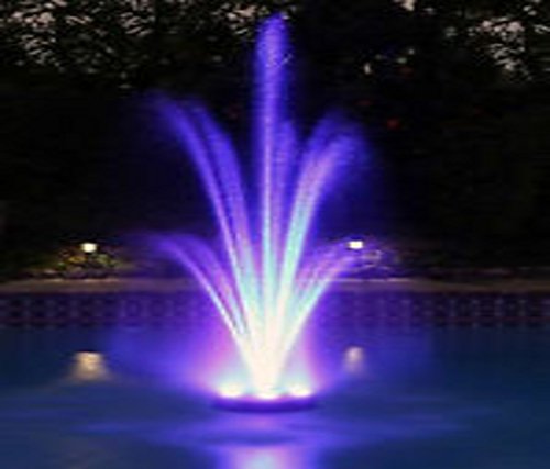 Ocean Mist Magic Pond Floating Fountain PJ20006C Includes 1580 GPH Pump 360 RBG LEDs in Light Ring Auto Color Change Nozzles 33 Foot Power Cords