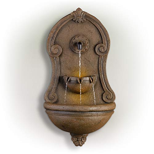 Alpine Corporation TZL158 Wall Tiering Fountain wLED Lights 17 L x 9 W x 32 H Mixed Colors
