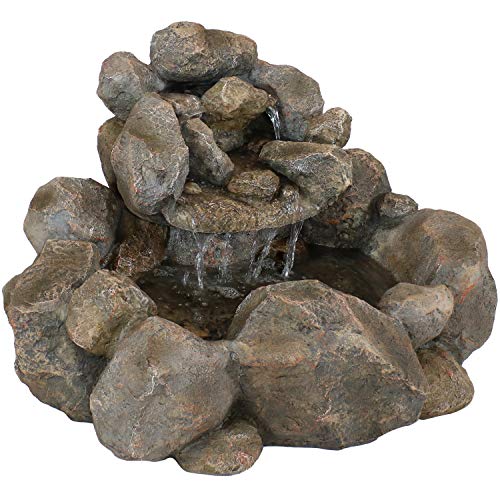 Sunnydaze Rocky Ravine Outdoor Water Fountain  Resin Mini Rock Waterfall Fountain  Ideal for Garden Patio or Porch  Corded Electric  18Inch