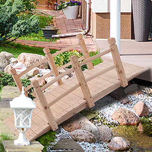 Garden Bridge Garden Bridges For Outdoors Wooden Bridge Pathway With Safety Rails Footbridgeyard Pond Bridge Small Wood Walkway Landscaping Backyard Creek Or Farm  Stained Finished (Natural)