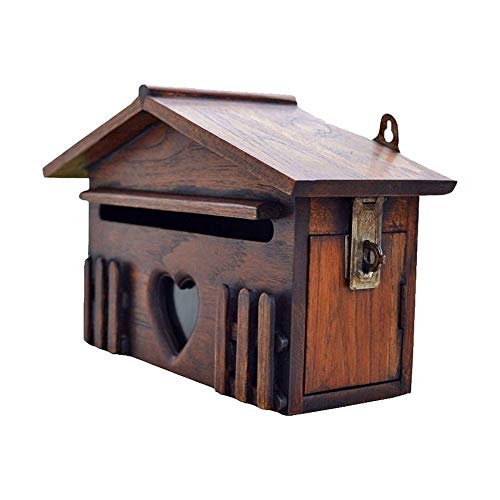 Locking Mailbox Wall Mounted Mailboxes for Wood Wall Mount MailboxesVintage Decorative Wood Letter BoxLockable Farmhouse Mail Box Hanging Wall Post Box Comment Box