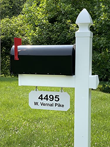 4Ever Products The Loudon VinylPVC Mailbox Post  White (Includes Mailbox and Black Street Name and Number)