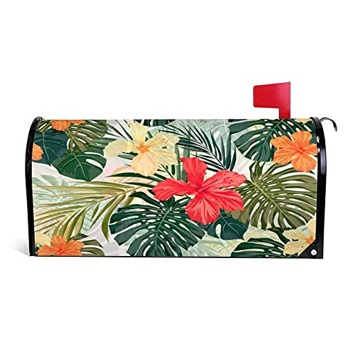 PHELIKA Hawaiian Summer Tropical Leaves Island Mailbox Covers Magnetic Mailbox Wraps Post Letter Box Cover Mailwrap Garden Home Decor Standard Size 21 X 18