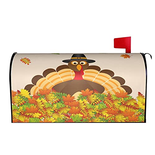Funny Turkey Fall Leaves Mailbox Covers Happy Thanksgiving Mailbox Wraps for Garden Yard Outdoor Decorations Standard Size 21x18 in