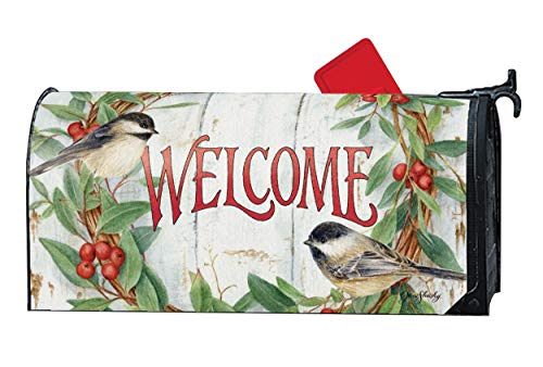 MailWraps Studio M Chickadee Wreath FallWinter The Original Magnetic Mailbox Cover Made in USA Superior Weather Durability Standard Size fits 65W x 19L Inch Mailbox