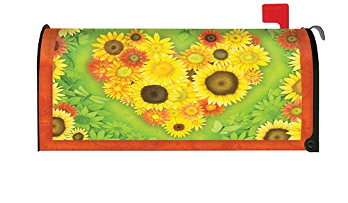 Toland Home Garden Sunflower Heart Fall Autumn Flower Magnetic Mailbox Cover