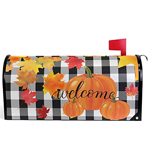 Wamika Welcome Fall Pumpkin Owls Sunflower Maple Leaves Mailbox Covers Standard Size Happy Thanksgiving Day Autumn Magnetic Mail Wraps Cover Letter Post Box 21 Lx 18 W