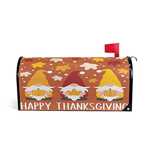 senya Thanksgiving Mailbox Cover Autumn Gnomes Thanksgiving Fall Large Mailbox Cover Post Box Cover Garden Yard Decor for Outside Standard Size