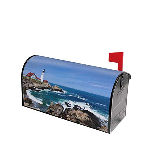 Lighthouse Sea Wave White Cloud Mailbox Covers Magnetic Post Box Cover Wraps Standard Size 21x18 Inches for Garden Yard Decor