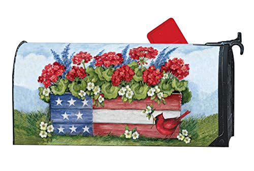 MailWraps Studio M Patriotic Planter Box Decorative The Original Magnetic Mailbox Cover Made in USA Superior Weather Durability Standard Size fits 65W x 19L Inch Mailbox
