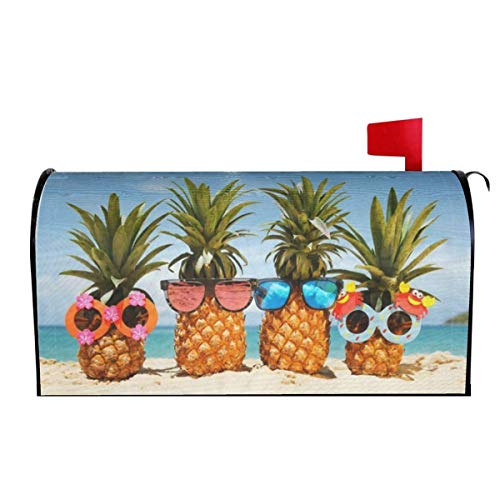 Mantaiyuan Mailbox Cover Funny Tropical Summer Beach Pineapples Mailbox Covers Magnetic Mail Wraps Post Garden Decorations 21x18 in
