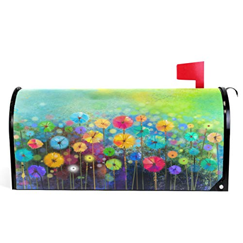 Seasonal Nature Spring Summer Autumn Winter Flowers Mailbox Covers Standard Size Abstract Floral Watercolor Rainbow Dandelion Poppy Magnetic Mail Wraps Cover Letter Post Box 21 Lx 18 W