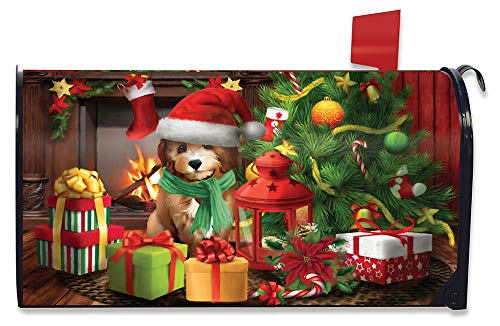 Waiting For Santa Christmas Magnetic Mailbox Cover Puppy Standard Briarwood Lane