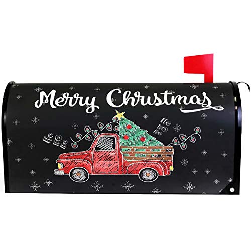 Wamika Merry Christmas Tree Snowflake Red Truck Mailbox Cover Magnetic Standard SizeWinter Santa Claus Letter Post Box Cover Wrap Decoration Welcome Home Garden Outdoor 21 Lx 18 W
