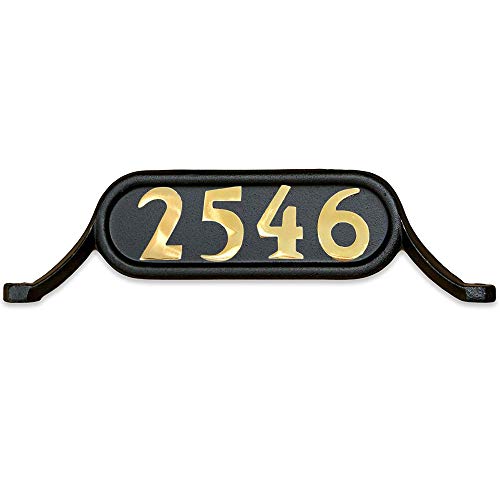 ADDRESSES OF DISTINCTION Williamsburg Style 2 Address Plate  Contemporary Plaque for House Numbers  Rust Proof Aluminum Mailbox Topper  Mounting Hardware Included (Solid Brass Numbers)