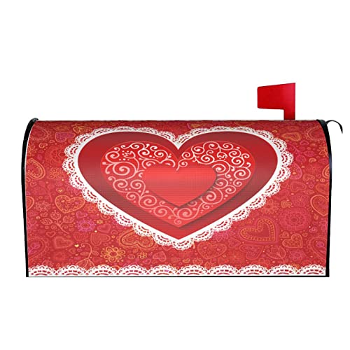 Valentines Day Mailbox Covers Magnetic Sweet Red Heart Mailbox Cover Romantic Mailbox Cover Magnetic Mailbox Wraps Standard Size 18 X 21 Holiday Garden Mailboxs Decorations for Outside