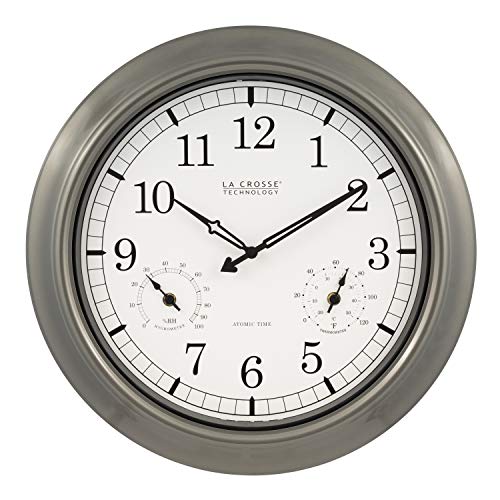La Crosse Technology WT3181PLINT 18 inch Atomic Outdoor Clock with Temperature  Humidity