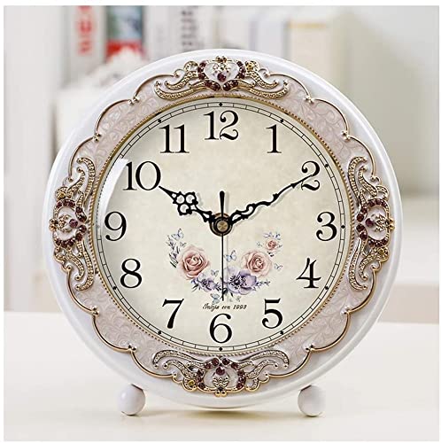 BDRKCC Table Clock European Style Mute Bedroom Table Pastoral Simple Table Ornaments Living Room Decoration Small Table Bedroom Bedside Table (Color  C) (Color  C)