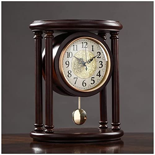 BDRKCC Table Clock Fireplace Wood Table Table Retro Chinese Vintage Home Living Room Table and Shelf with Pendulum (Color  B) (Color  A)
