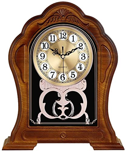 BDRKCC Table Clock Imitation Wood Big Digital Desk Desk Bedroom Silent Desk Ornaments Living Room Decoration Small Table Can Swing (Color  C) (Color  A)