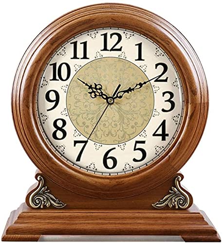 BDRKCC Table Clock Wood Table Style Living Room Silent Retro Bedroom with Base Table Small Digital Ornaments (Color  C) (Color  C)