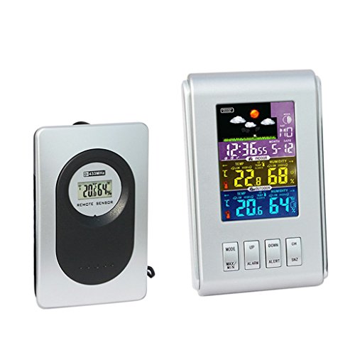 MERIGLARE LCD Digital Alarm Clock Travel Alarm Table Clock with Thermometer Hygrometer
