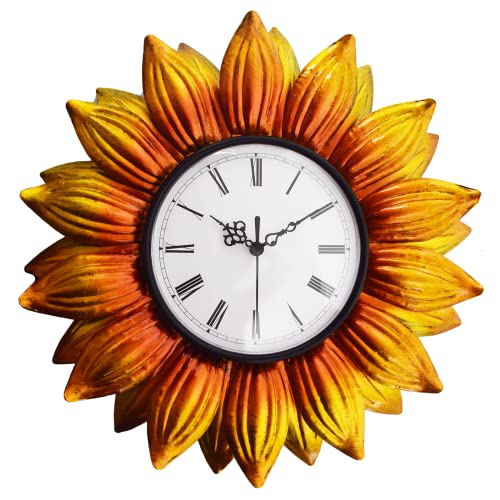 HOBYLUBY 13 Indoor Outdoor Wall Clocks for Patio Upgraded Large Waterproof Sun Clock for Yard Garden Decorations